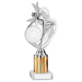 SILVER/GOLD 'DANCE/GYM' FIGURE ASSEMBLED ON MARBLE (2" CEN/2" TUBE) - 9in